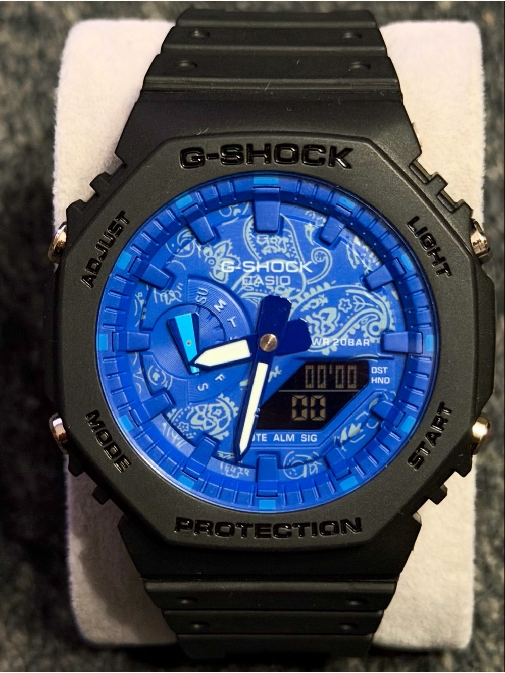 Casio G-Shock Black Case Blue Paisley Dial Watch